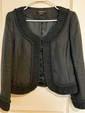 Ellen Tracy Women’s Sz 8P Fitted Navy Blazer Linen/Silk Blend